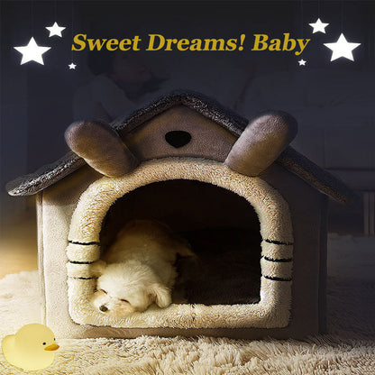 Foldable Pet House Kennel Bed